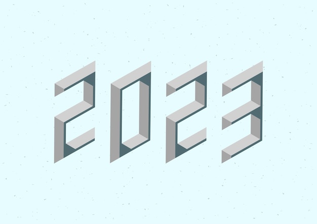 Logo de l'année 2023 avec effet isométrique 3d