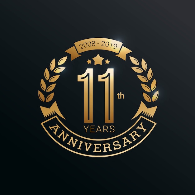 Logo Anniversaire De 11 Ans Avec Style Or