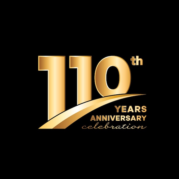 Logo Anniversaire 110 Ans Avec Un Nombre D'or Sur Fond Noir