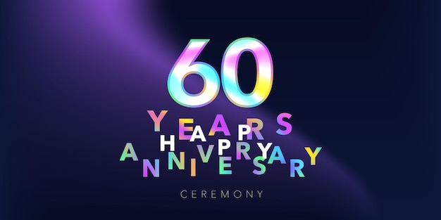 Logo Anniversaire 60 Ans, Icône. élément De Design Avec Numéro Et Texte Pour Le 60e Anniversaire Ou La Bannière