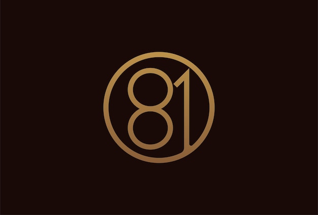 Logo D'anniversaire De 81 Ans, Cercle De Ligne D'or Avec Numéro à L'intérieur, Modèle De Conception De Numéro D'or