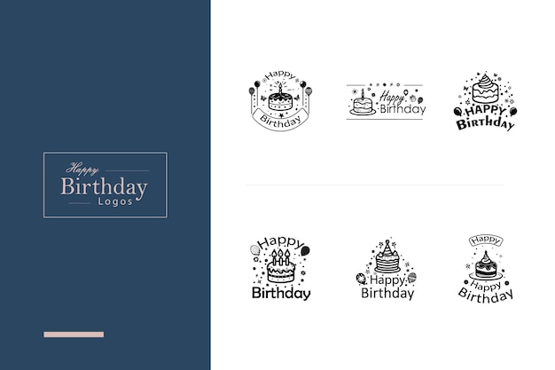 Logo d'anniversaire heureux innovant Ensemble d'identité de style classique
