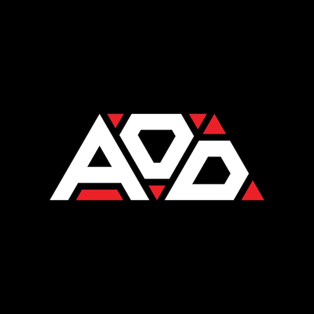 Le logo AOD est un modèle de logo triangulaire avec une forme triangulaire, un monogramme, un logo vectoriel triangulaire et un logo de couleur rouge, simple, élégant et luxueux.