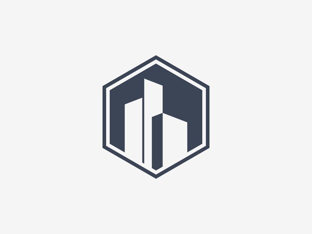 Logo d'appartement abstrait avec forme hexagonale utilisable pour les logos d'entreprise et de marque.