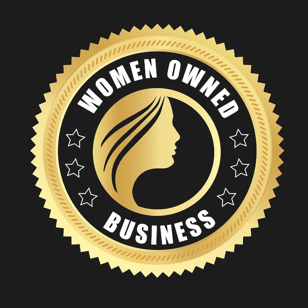 Vecteur logo appartenant à des femmes création de logo vectoriel appartenant à des femmes insignes de confiance de logo d'entreprise appartenant à des femmes