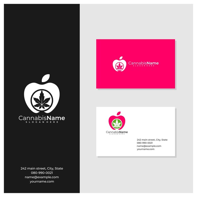 Logo Apple Cannabis Avec Modèle De Carte De Visite Concepts De Conception De Logo Creative Cannabis