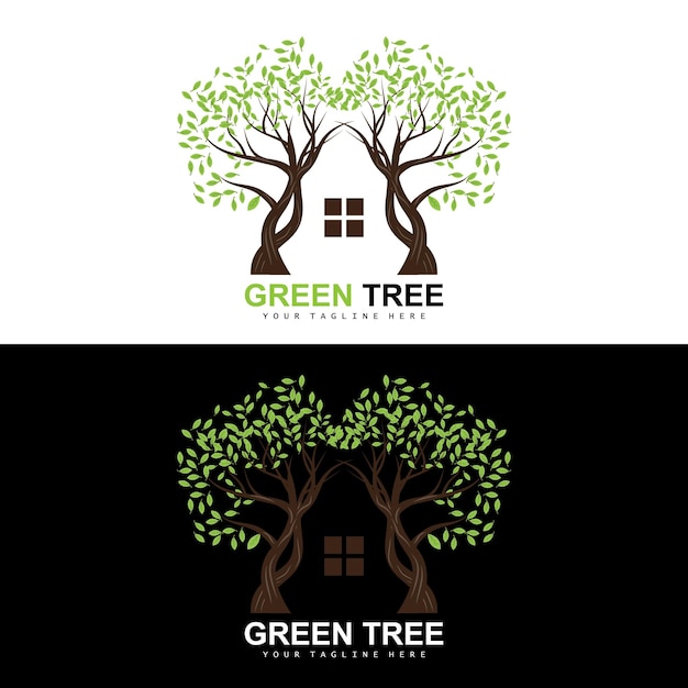 Logo Arbre Arbres Verts Et Conception Bois Illustration Forêt Arbres Jeux Enfants