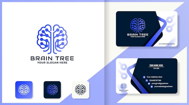 Le Logo De L'arbre Du Cerveau Utilise Le Concept De Circuit Et La Conception De Carte De Visite