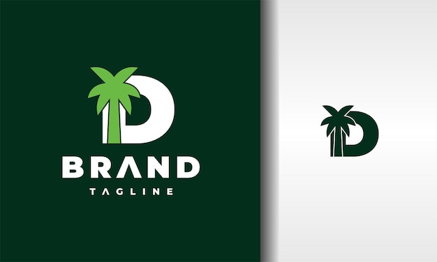 Logo de l'arbre à noix de coco à la lettre D