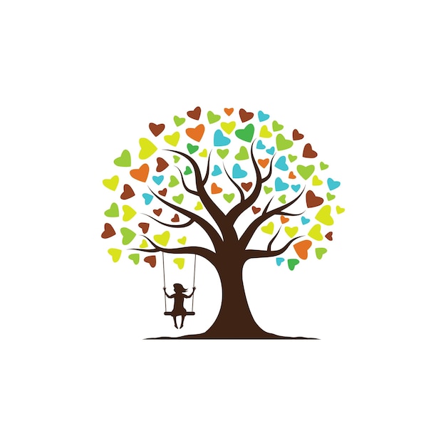 Logo D'arbre Pour Enfants Illustration De Conception D'icône Vectorielle