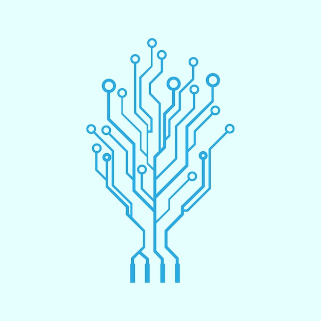 Logo D'arbre De Technologie Numérique Vectoriel Abstrait. Icône D'arbre électronique.