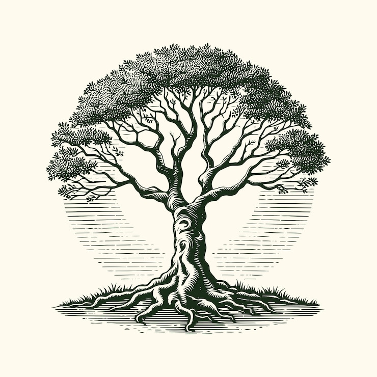 Vecteur logo de l'arbre vintage