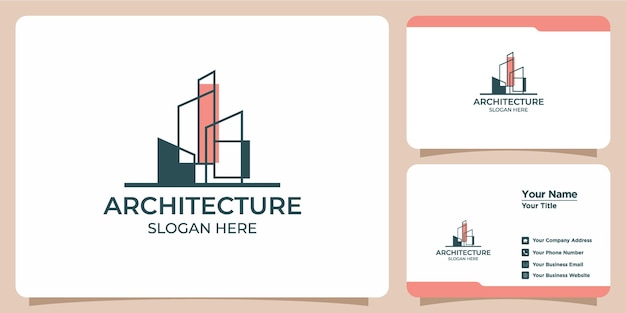 Vecteur logo de l'architecte du bâtiment et carte de visite