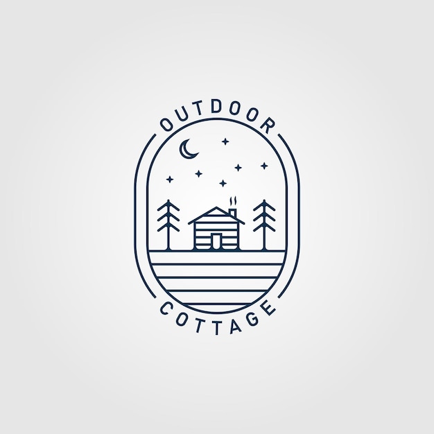 Vecteur logo d'art de ligne cottage minimaliste avec conception d'illustration vectorielle emblème