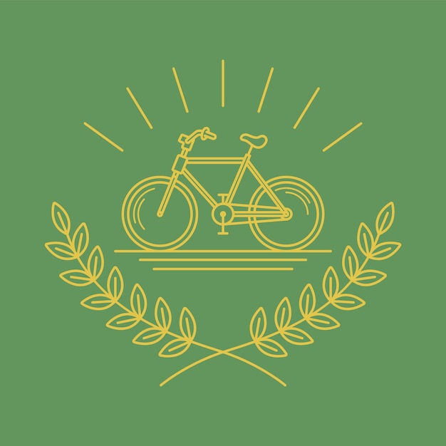 Logo d'art en ligne simple de feuilles de guirlande avec vélo