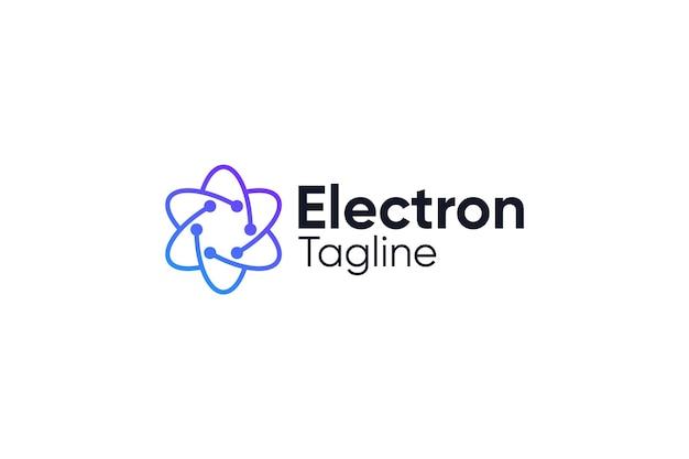 Vecteur logo de l'atome électronique bleu violet