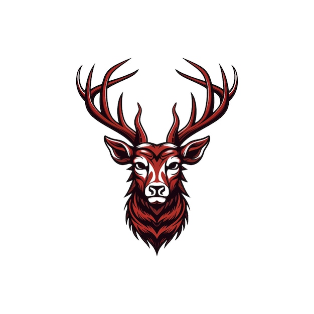 Un logo audacieux et élégant d'un cerf rouge avec un fond blanc