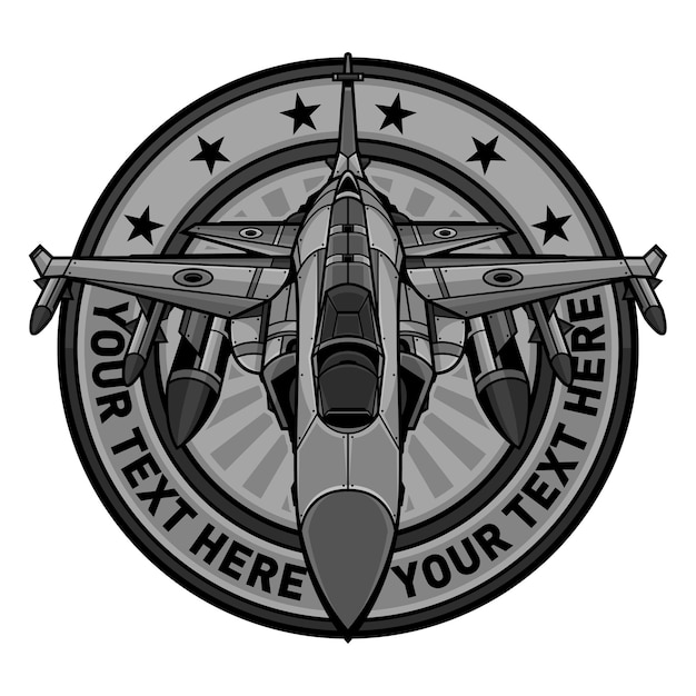 Vecteur logo d'avion à réaction militaire