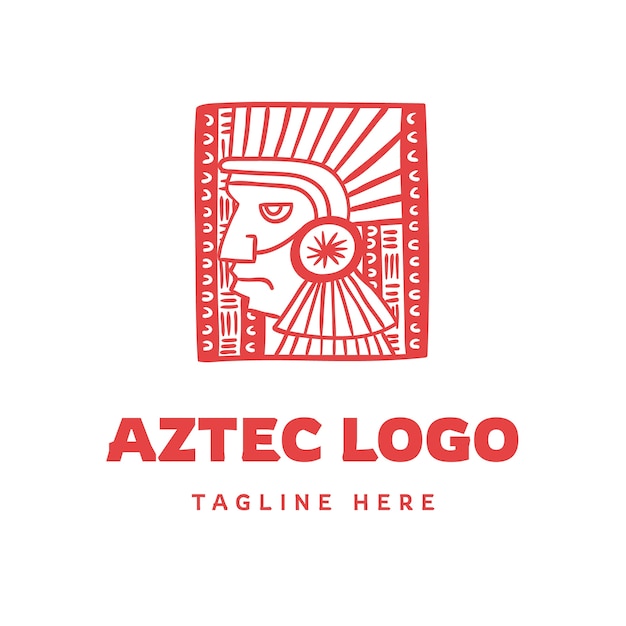 Logo aztèque design plat dessiné à la main