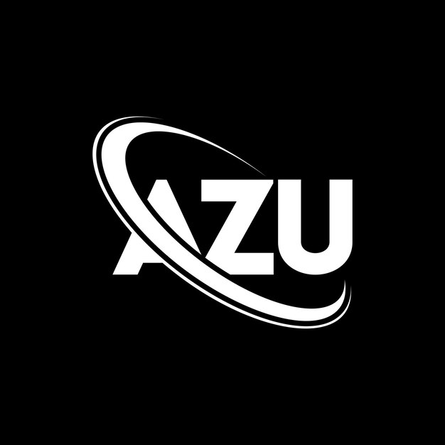 logo AZU lettre AZU lettre logo design Initiales logo AZU lié à un cercle et un monogramme en majuscules logo AZU typographie pour les entreprises technologiques et la marque immobilière