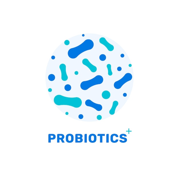 Vecteur logo de bactéries probiotiques bifidobacteria lactobacillus gut acidophilus soins de la flore saine prébiotique lactique