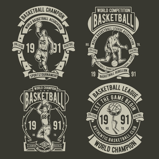 Vecteur logo de badge de basket-ball