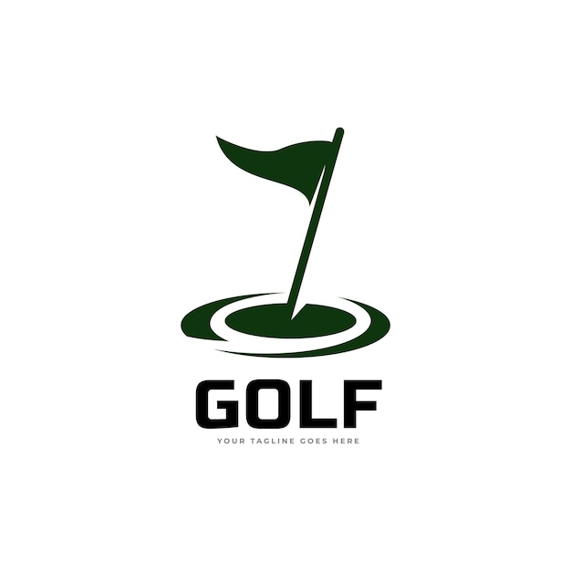 Logo, Badge Ou Icône Du Club De Golf Avec Des Clubs De Golf Croisés Et Une Balle Sur Le Tee. Illustration Vectorielle.