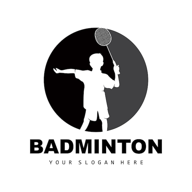 Logo Badminton Sport Branche Design Vecteur Abstrait Badminton Joueurs Silhouette Collection