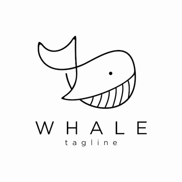 Logo de baleine dans une ligne un style de design plat de contour