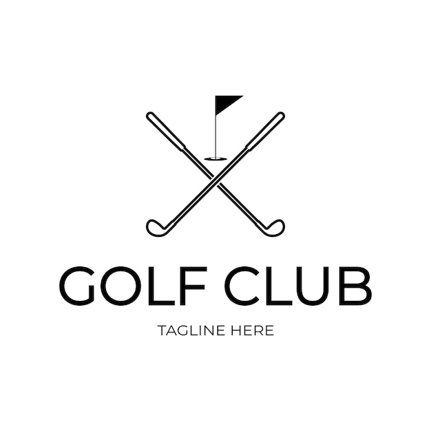 Logo de balle de golf Logo de bâton de golf pour les affaires de magasin de golf de tournoi de club de golf d'équipe de golf professionnelle