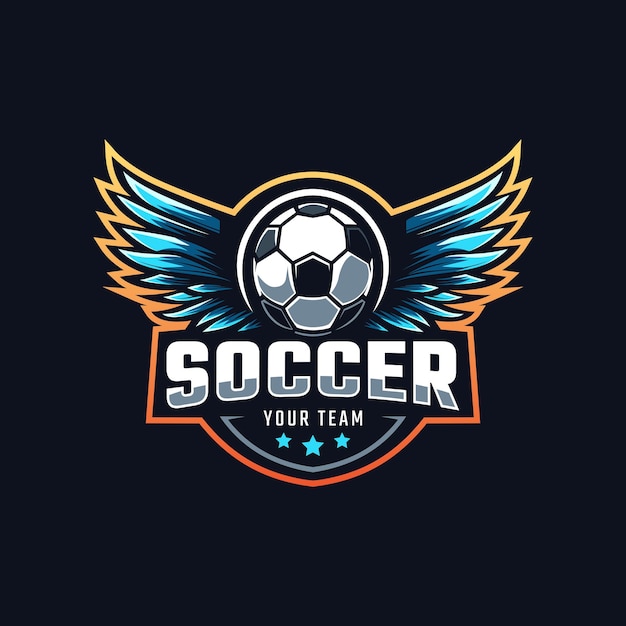 logo de ballon de football avec des ailes et un élément logo de football élégant