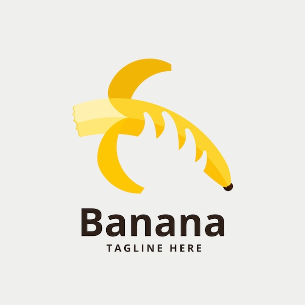 Vecteur logo banane, tenant la banane, illustration vectorielle.