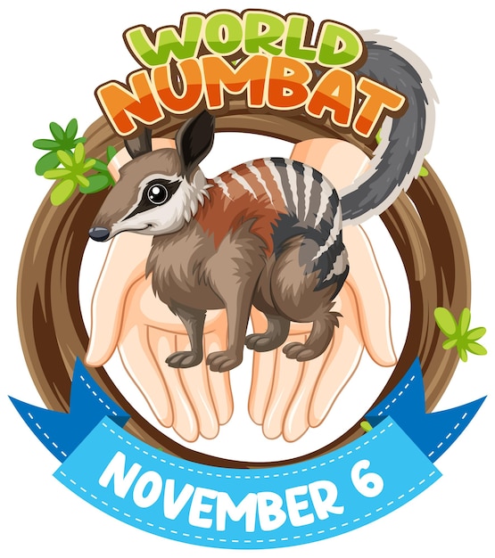 Logo De La Bannière De La Journée Mondiale Du Numbat