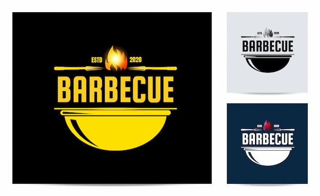 Logo de barbecue avec concept vintage