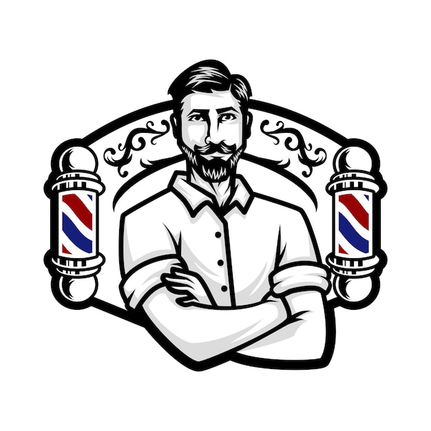 Vecteur logo barbershop