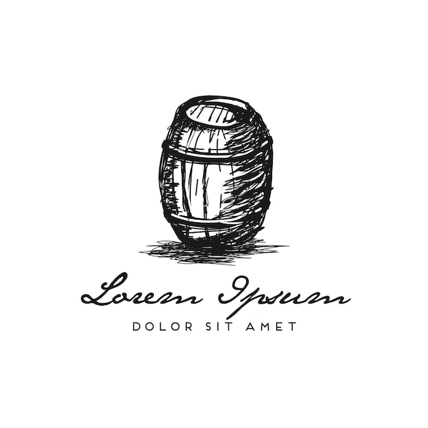 logo de baril de vin dessiné à la main