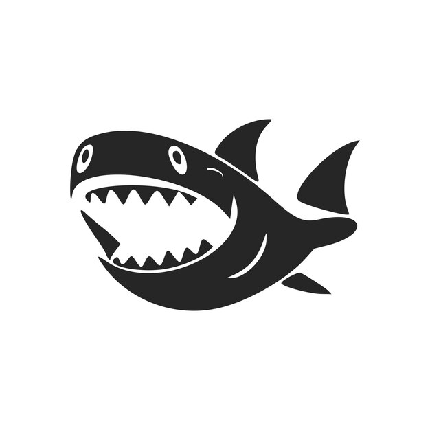 Logo de base noir et blanc avec un charmant requin joyeux