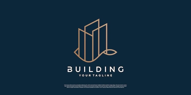 Logo De Bâtiment Moderne Créatif Avec Style De Ligne Vecteur Premium