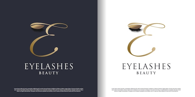 Logo De Beauté Des Cils Avec Vecteur Premium De Style Lettre E