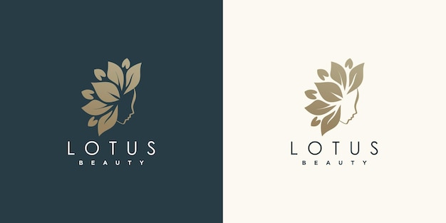 Logo De Beauté Avec Concept De Lotus Vecteur Premium