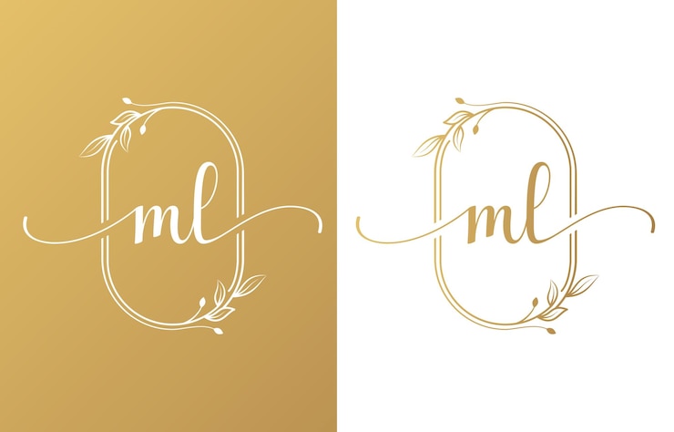 Vecteur logo de la beauté de la lettre ml avec ornement fleuri