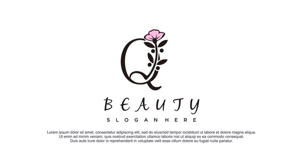 Logo De Beauté Avec Lettre Q Et Concept De Fleur