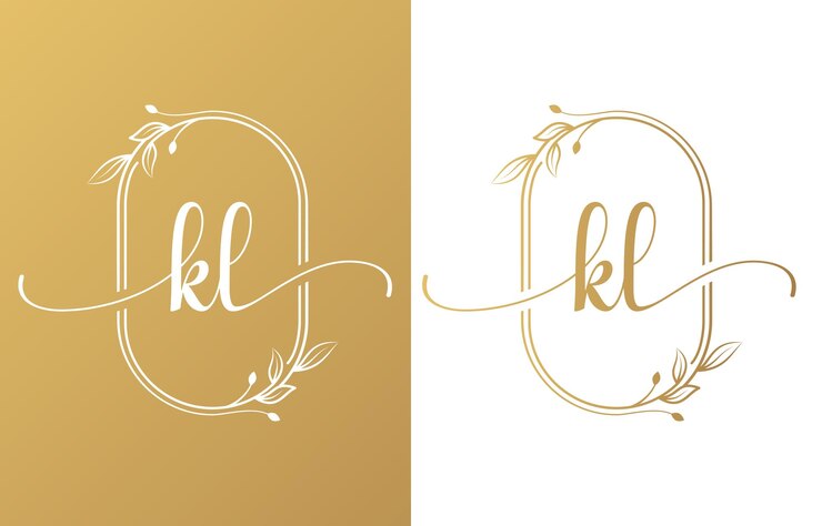 Vecteur logo de la beauté des lettres kl avec des ornements fleuris