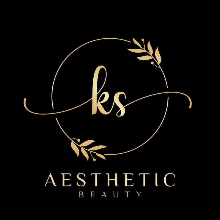 Vecteur logo de la beauté des lettres ks avec ornement fleuri