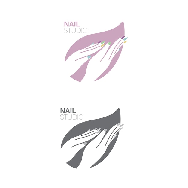 Logo de beauté des ongles en forme de feuille