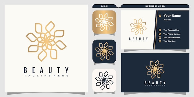 Logo De Beauté Avec Vecteur Premium De Concept De Feuille