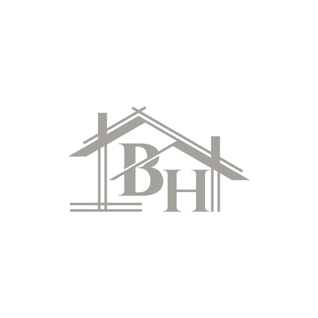 Vecteur logo bh avec un élément de forme maison qui signifie une société immobilière