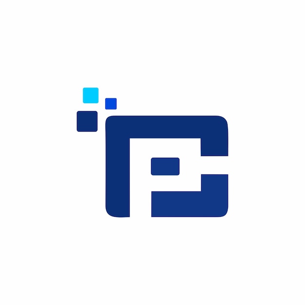 Logo Biométrique Lettre Initiale Logo P Et C Avec Système De Réseau