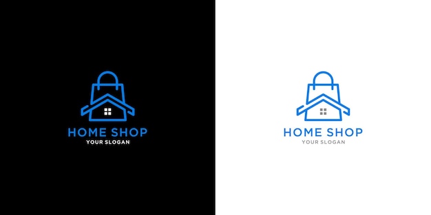 Vecteur logo bleu et blanc pour un magasin à domicile