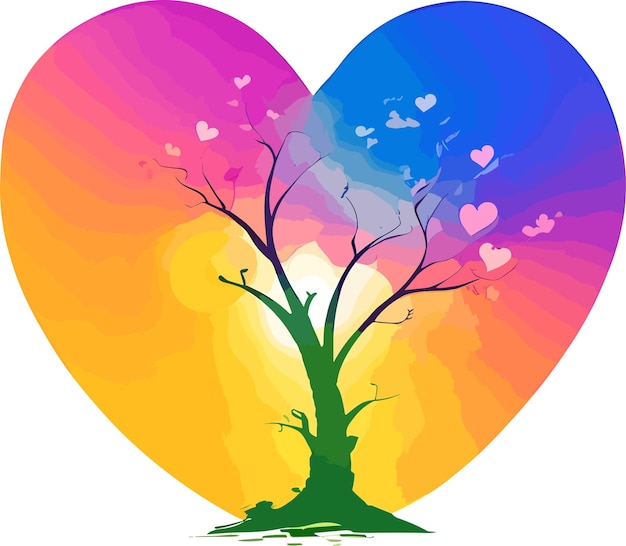 Arbre Coeur Vecteur Avec Oiseaux Et Échelle Isolé Sur Fond Blanc Clip Art  Libres De Droits, Svg, Vecteurs Et Illustration. Image 67556674